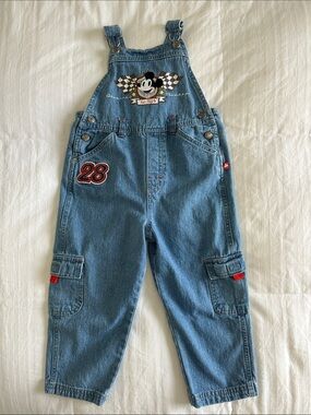 Disney Blue Denim Bib Overalls with Red Accents Size 4T